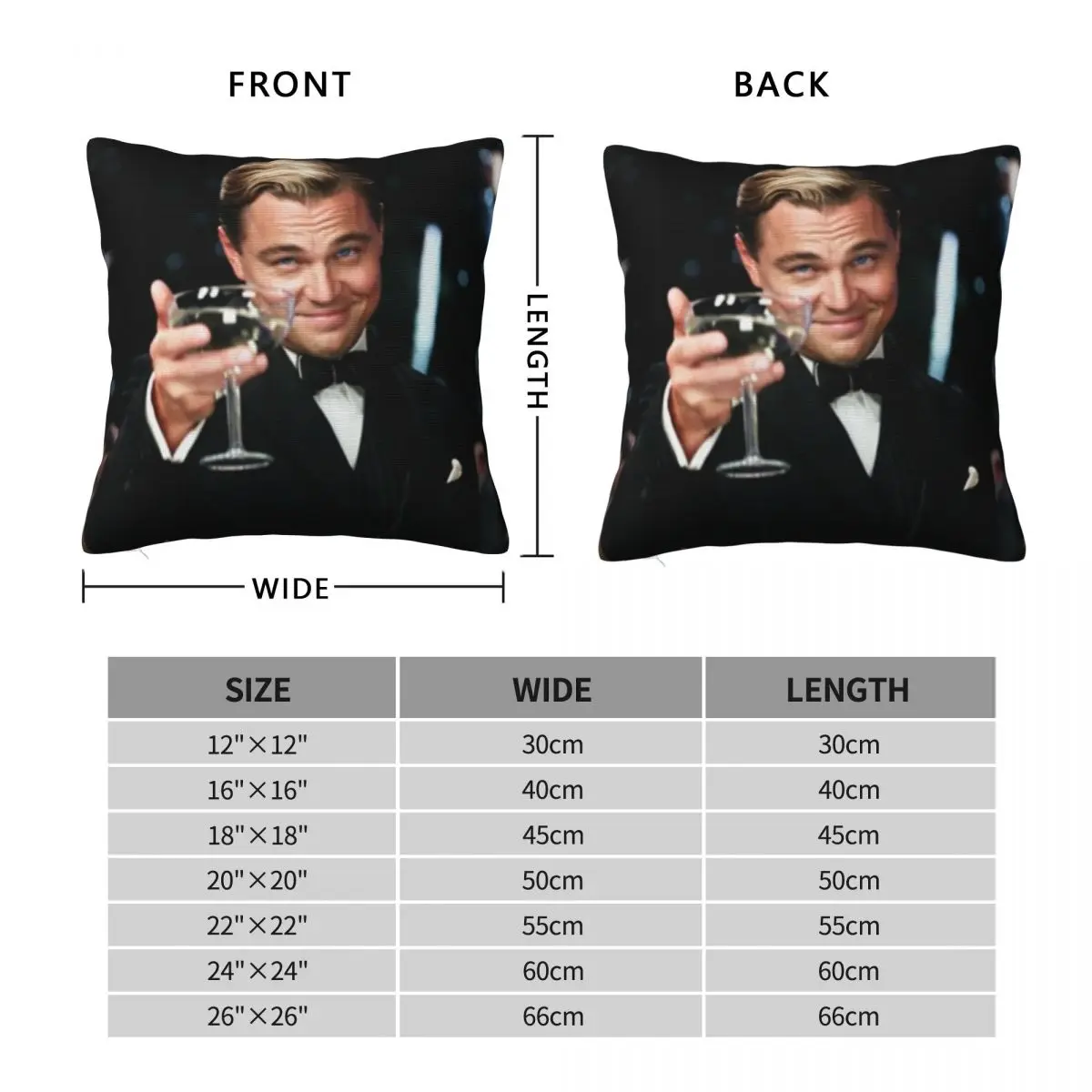 Leonardo Dicaprio LEO Square Pillowcase Polyester Linen Velvet Printed Zip Decorative Pillow Case Room Cushion Cover