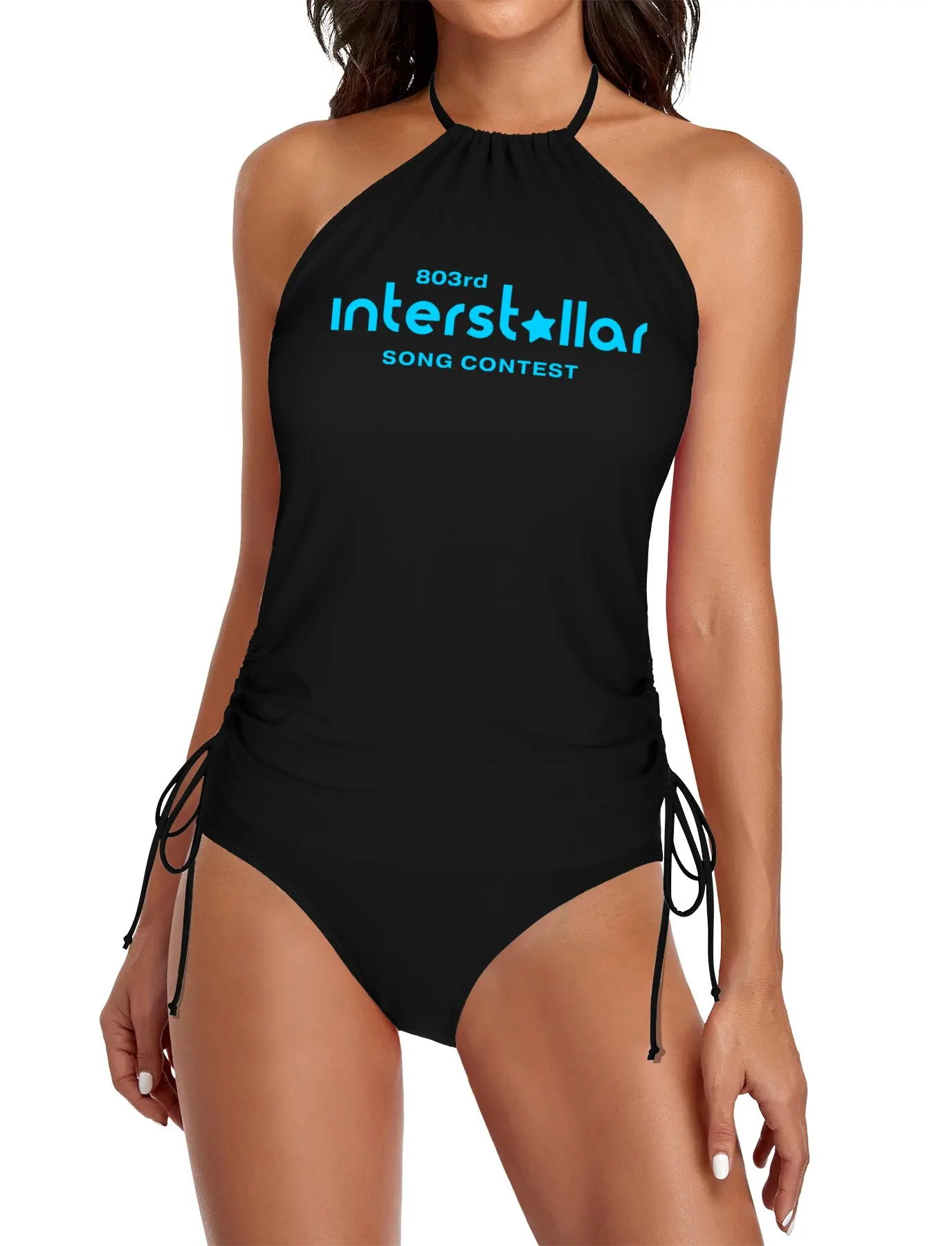 

803rd Interstellar Song Contest Baby Blue Split Swimsuit Set Dress for beach bikini sexy woman swimwear 2025 sexy