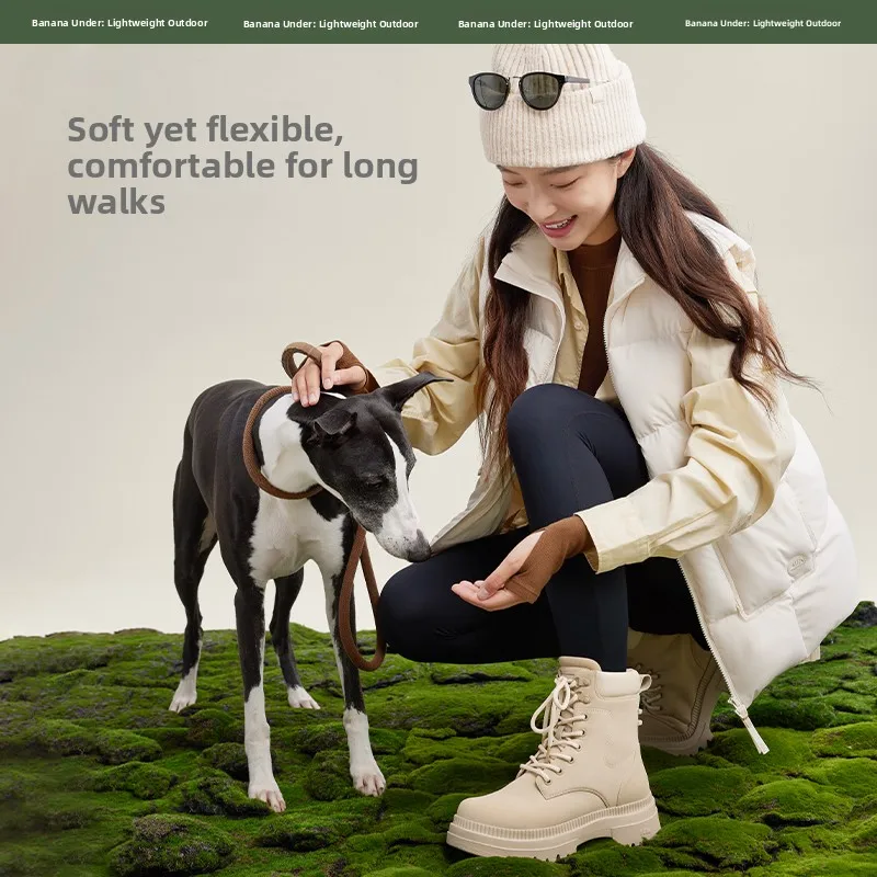 

Женские ботинки Banana Leaf на толстой подошве CW698, осенне-зимние, новые, теплые, модные, на среднем каблуке