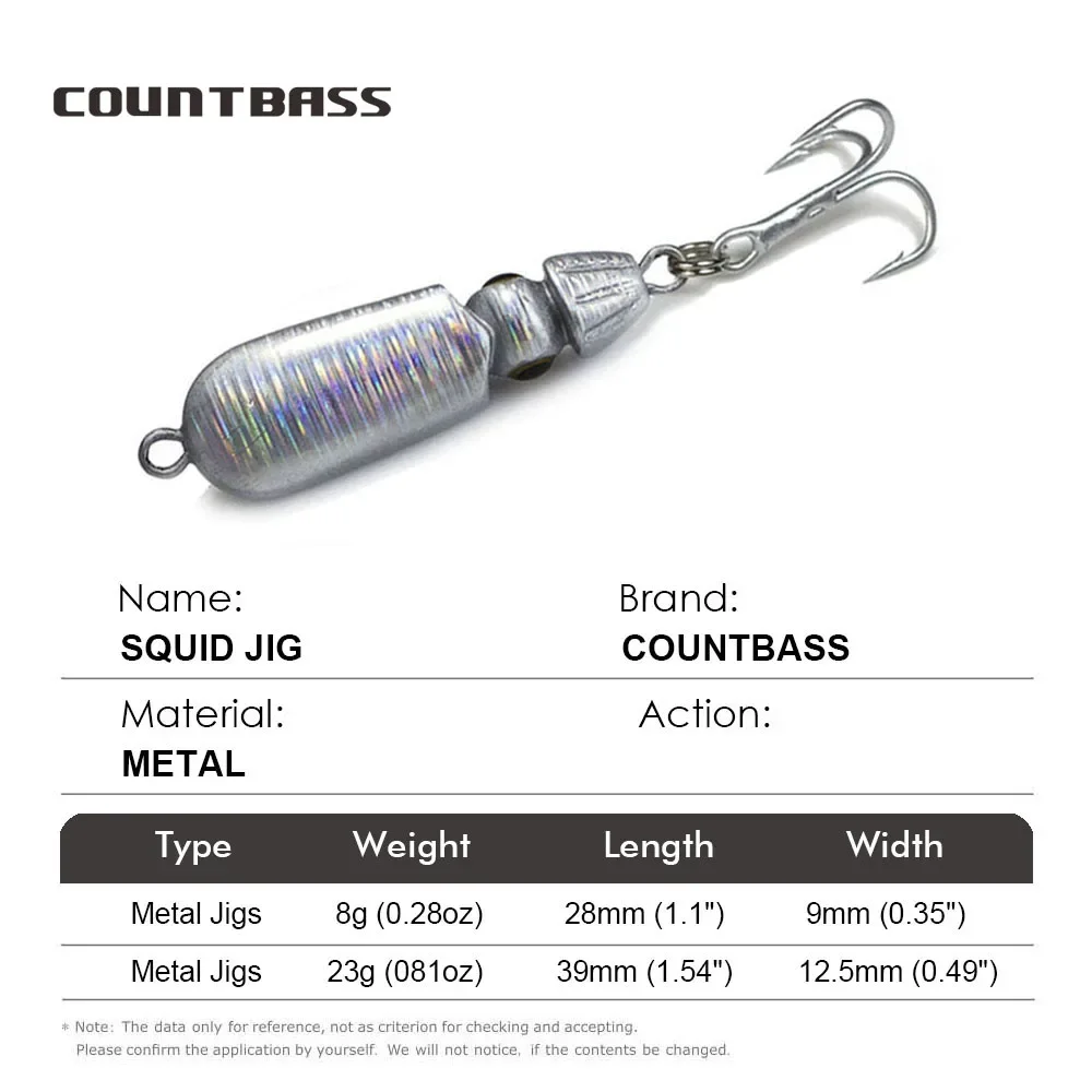 COUNTBASS 5PCS 8g 23g Micro Fishing Lures with Treble Hook, Mini Metal Sea Bass Jig Baits