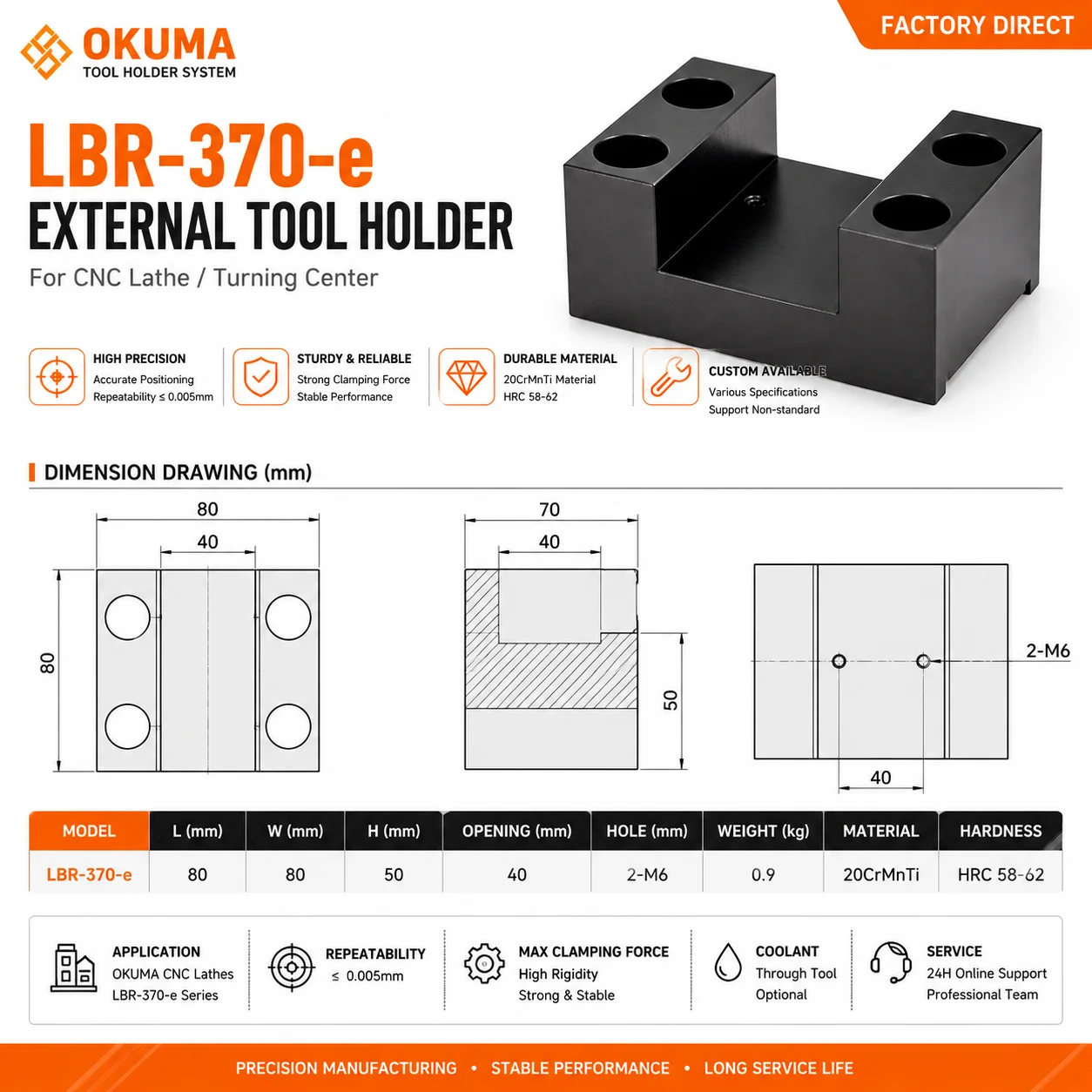 50 end face tool holder CNC lathe LBR-370-E dual-purpose tool holder for inner and outer diameters of tool holder for external - Detail 1