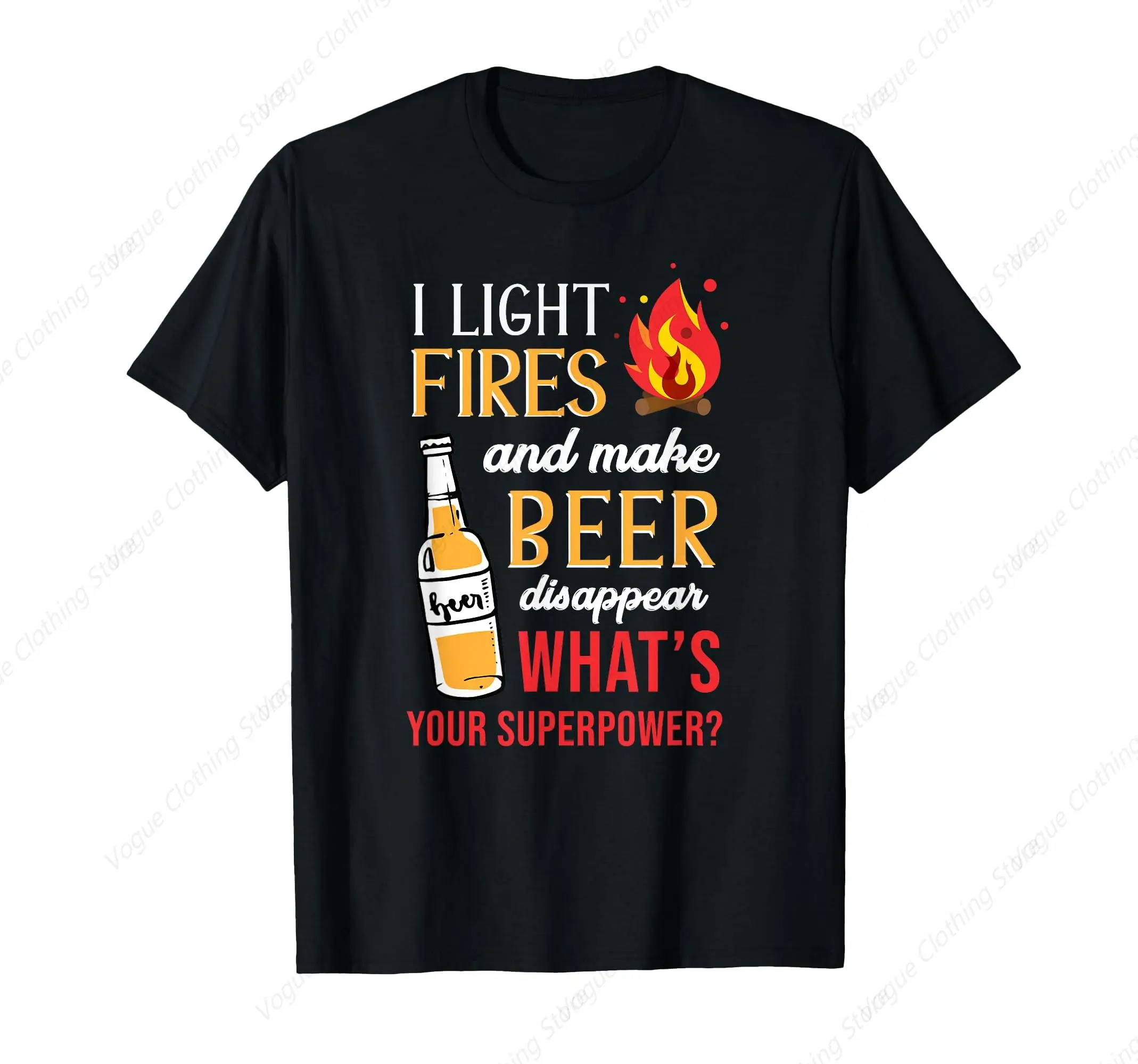 I Light Fires And Make Beer Disappear Funny Camping T-Shirt Sport Tops Gifts Leisure Funny Graphic Short Sleeve Daily Tee