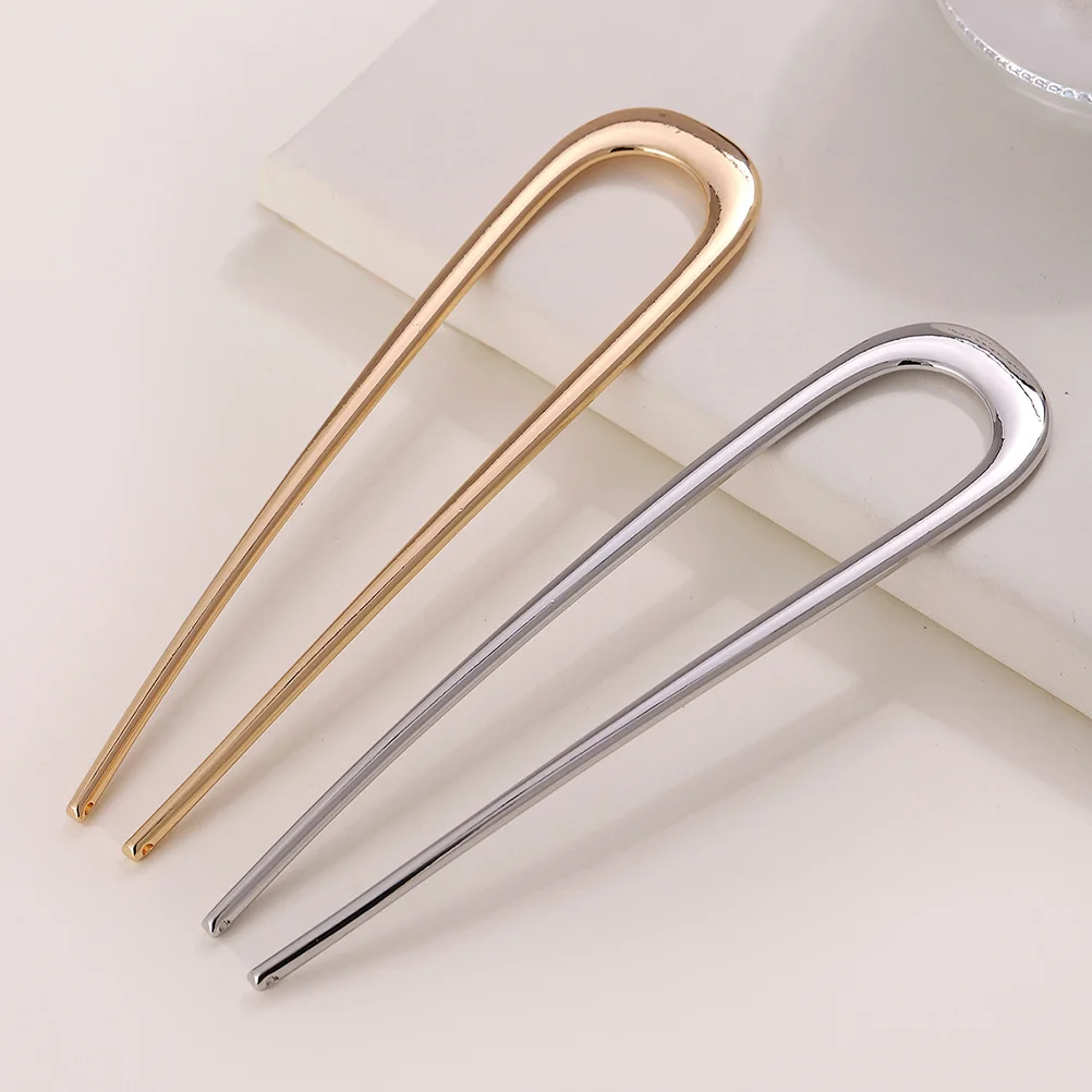 

2pcs Hair Sticks Metal Hair Pins Elegant U Shaped Headdress Woman Hair Styling Accessories