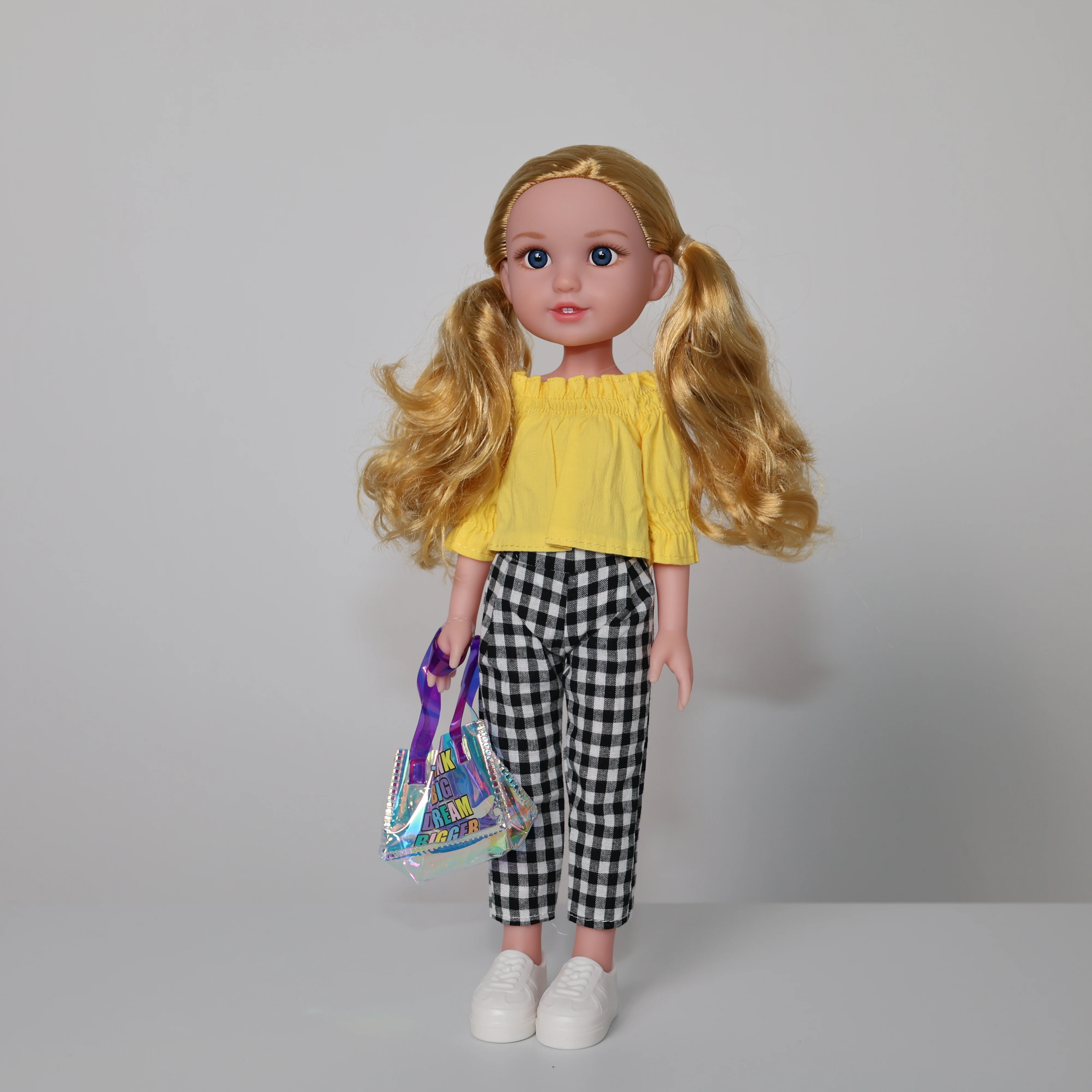 14 Inch Doll Toys for Girls,Moveable Figures Dolls with Bags,Dress-up Toys,Birthday Gifts for Kids