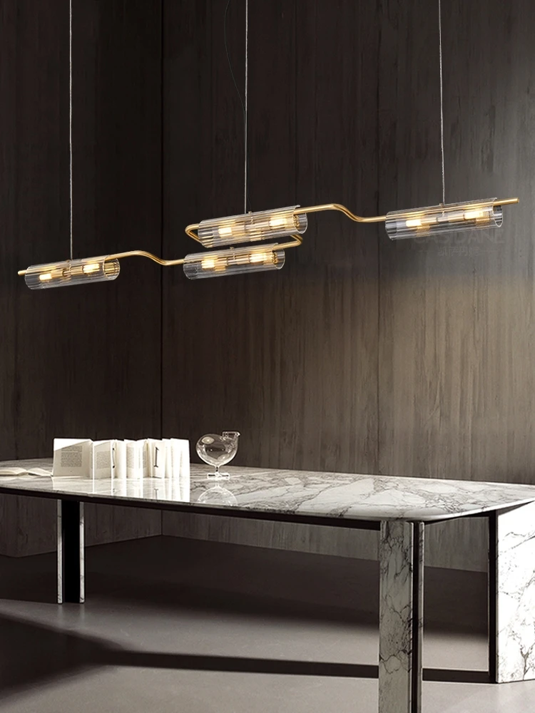 التصميم الإبداعي للثريا في الحديثة جميع النحاس مطعم غرفة المعيشة بار متجر شريط تجاري الزجاج Led مصباح