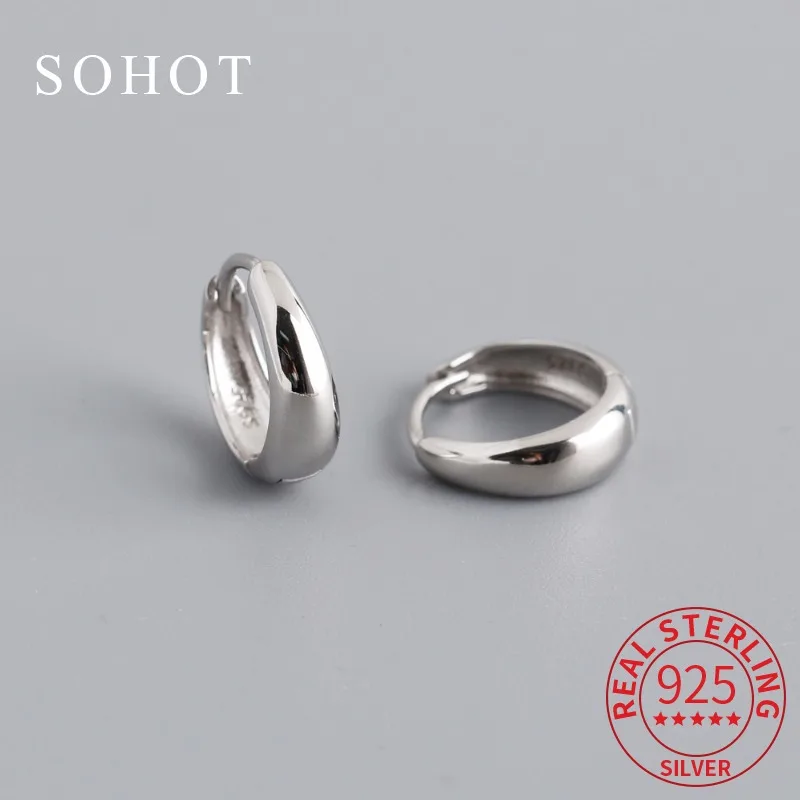 

Real 925 Sterling Silver Minimalist Water Drop Round Huggies Hoop Earrings for Women Trendy Fine Jewelry Vintage Accessories