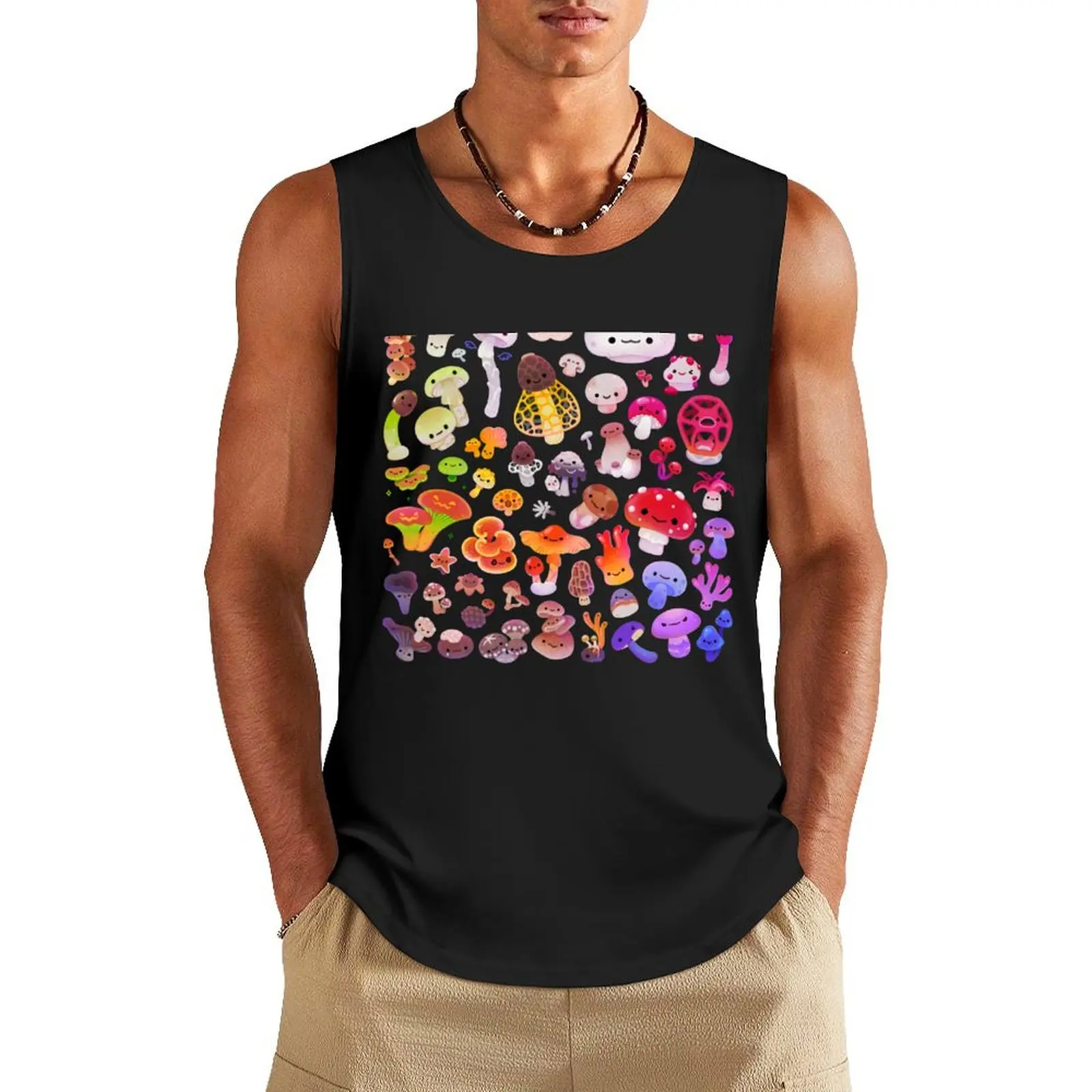 

Mushroom Tank Top Men's gym t-shirts sports suits Man summer clothes Bodybuilding clothing man
