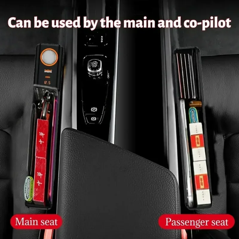Car Seat Gap Storage Box Multi-functional Car Seat Gap Organizer with Charge Port Auto Central Control Gap Strip Car Accessories