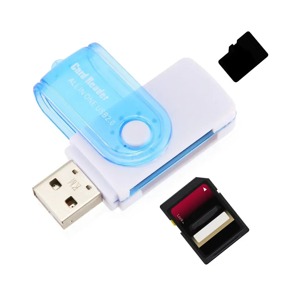 4 في واحد متعدد الوظائف دوران كبير TF محول صغير خارجي USB2.0 قارئ بطاقات عالي السرعة