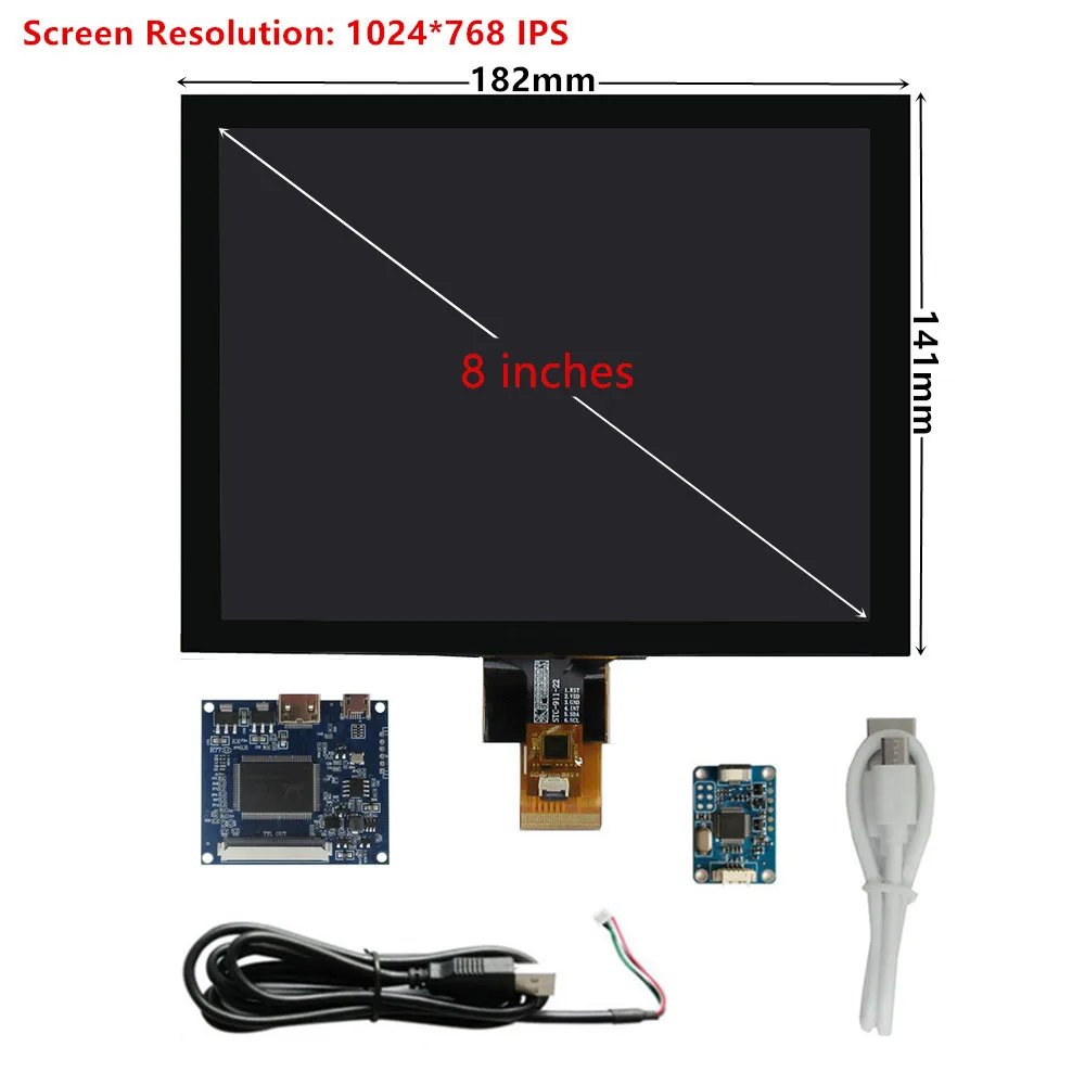 Imagem -03 - Ips Lcd Display Screen Driver Control Board Touchscreen Monitor Compatível com Hdmi Raspberry pi pc tv Box Hj080a01e