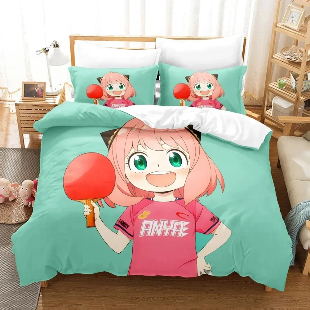 SPY×FAMILY Bedding Set Anime Anya Forger Quilt Cover Single Double Size With Pillowcase Boys Girls Bedspread