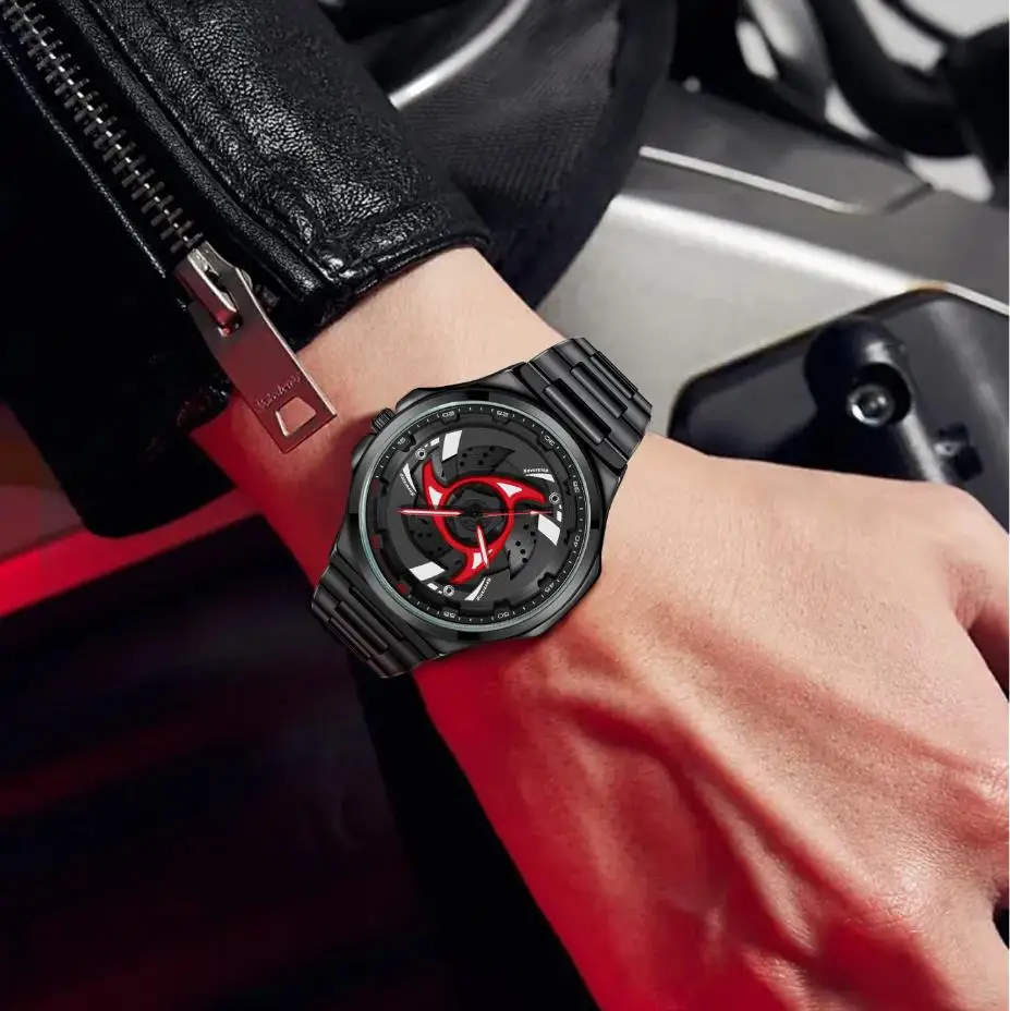 

New Light Luxury Men's Steel Belt Watch with Rotating Dial Design, Fashionable Quartz Watch, Sports Watch