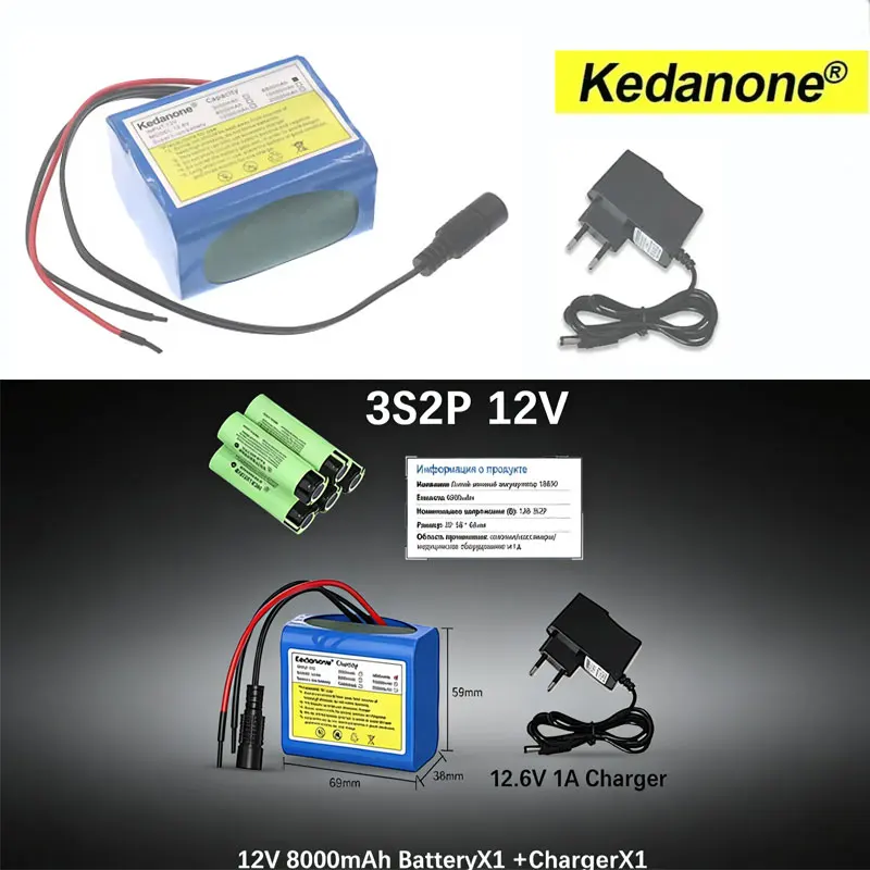 

Аккумуляторные блоки 20000 мАч 12 В, высокопроизводительные 8000 мАч, литий-ионные 18650 с BMS, защитной платой и зарядным устройством