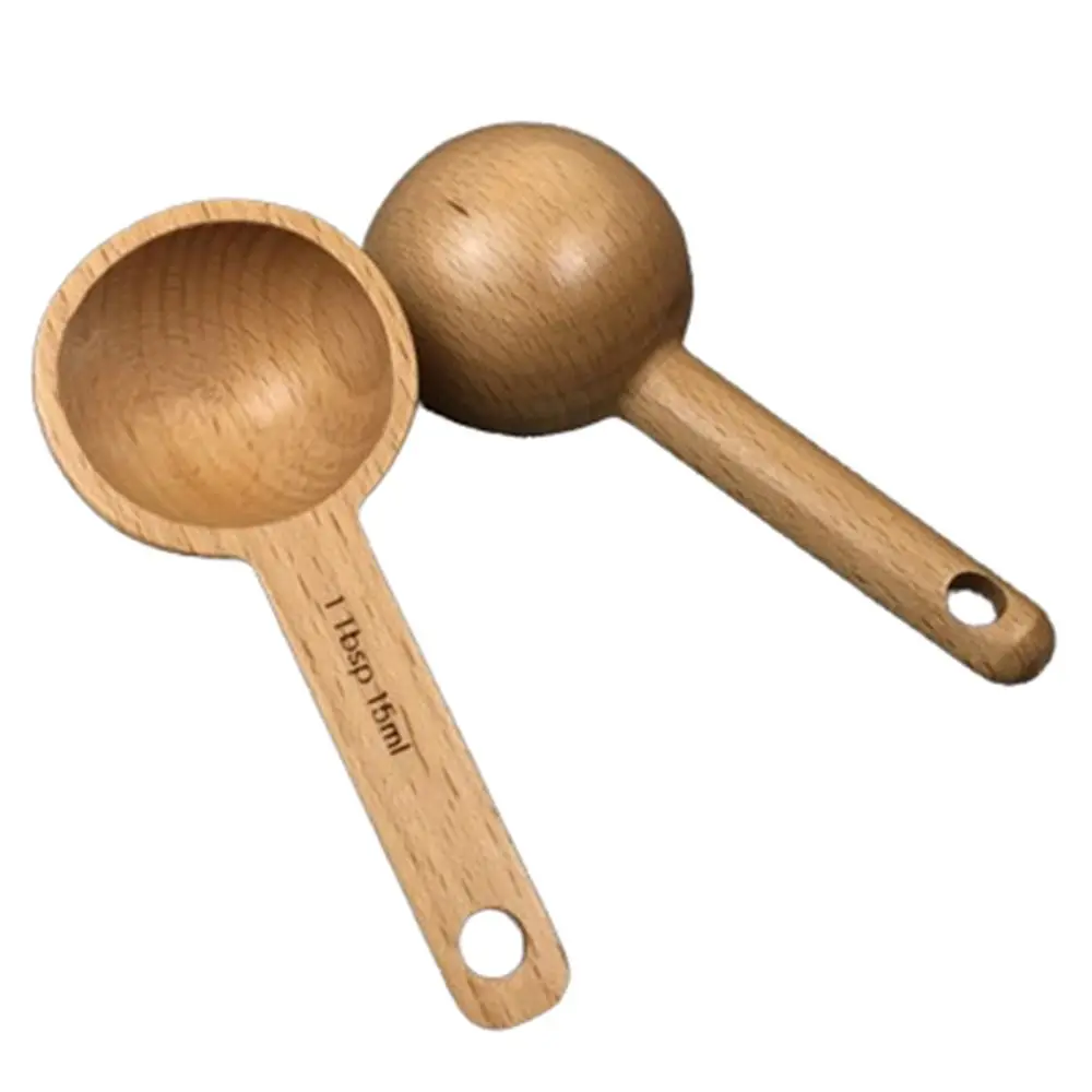 Tablespoon Measuring Spoon 7.5/10/15/30/45ml Walnut Wooden Beech Wooden Spoon Tea Kitchen Measuring Tools Coffee Bean Spoon