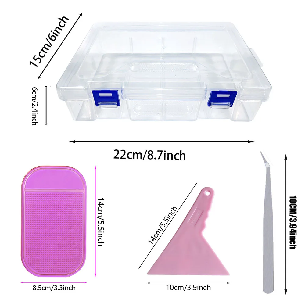 32/48/60 szt. Diamentowe pudełko do przechowywania, diamentowe akcesoria do malowania, zestaw do narzędzie do haftu diamentów, kamień mozaikowy.