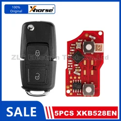 5Piece XHORSE XKB528EN B5 Style 2 Buttons 2nd Generation Universal Wire Remote Key English Version Replace XKB508EN