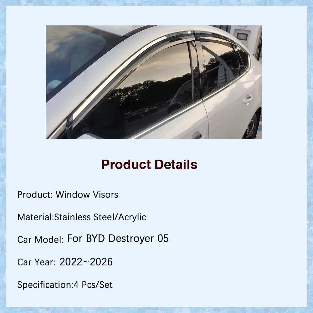 Car Window Visors For BYD Destroyer Quzhujian 05 Chaser King  2022~2026 Rain Guard Deflector Windshields Covers Auto Accessories