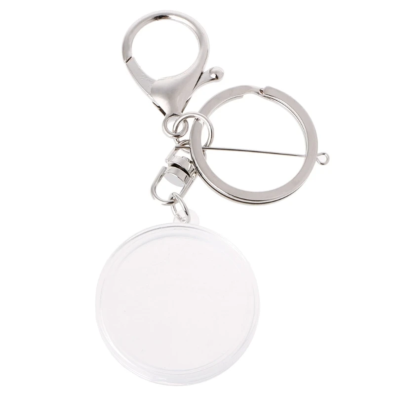 Acrylic Coin Holder Capsule With Pad Ring For 30mm 27mm Keyring Alloy Keychain