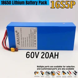 16S5P 60V Battery 20AH Lithium Battery Pack for Motorcycle, Scooter, Bicycle 1000W 1200W 1500W Motor with BMS