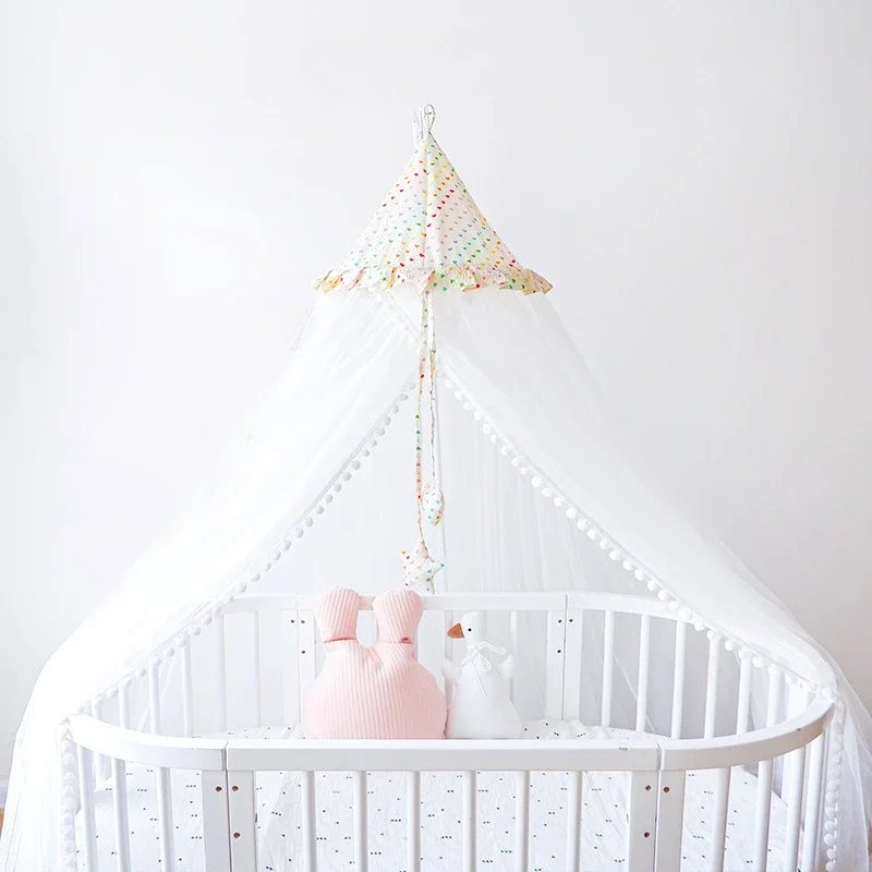 Baby Bed Mosquito Net Princess Hanging Bed Canopy Baby Crib Net Lace Round Dome Mosquito Net with Mosquito Net Stand