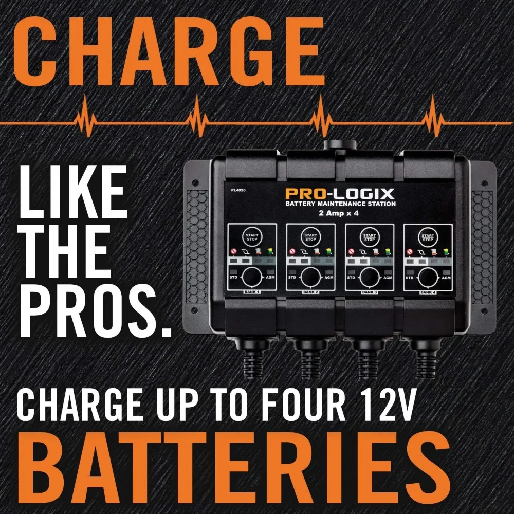 

8-Amp (2-Amp Per Bank) Fully Automatic Smart Charger, 12V Battery Charger, Battery Maintainer