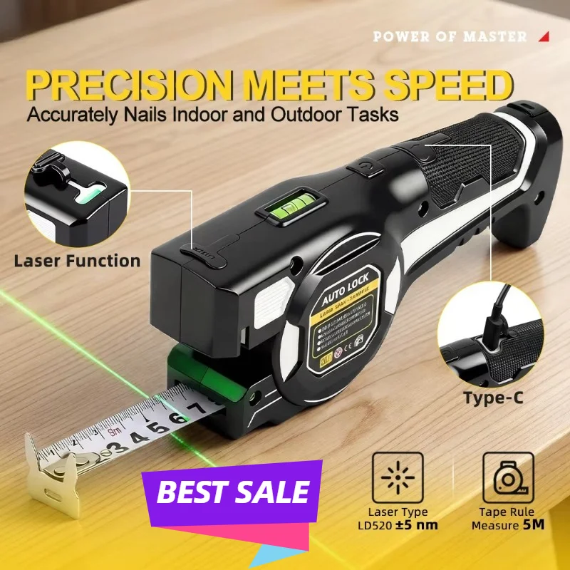 Laser Tape Measure 2 in 1 Digital Distance Finder Cross Line Level for Renovation Tool
