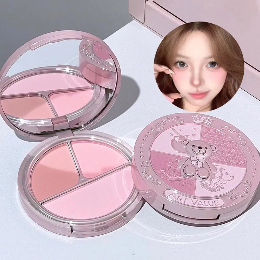 3-color Matte Blush Palette For Contouring, Highlighting Women Multi-purpose Makeup,natural Long-lasting, High Pigment