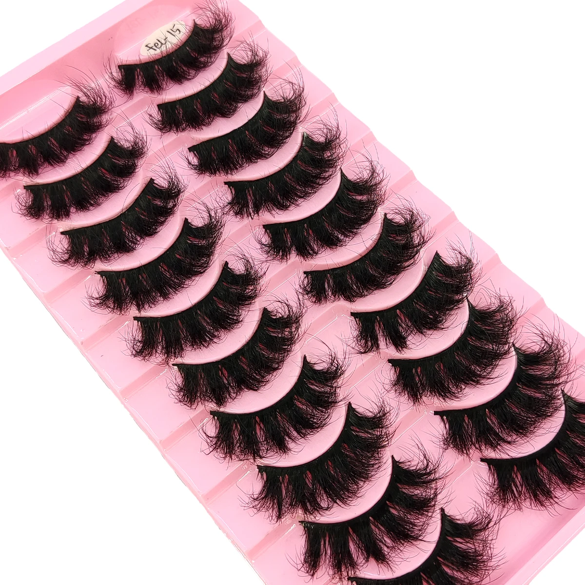 HBZGTLAD Nieuwe 10 paar kunstmatige nertsenwimpers 5D dramatische handgemaakte pluizige natuurlijke lengte 25 mm wimperverlenging make-up
