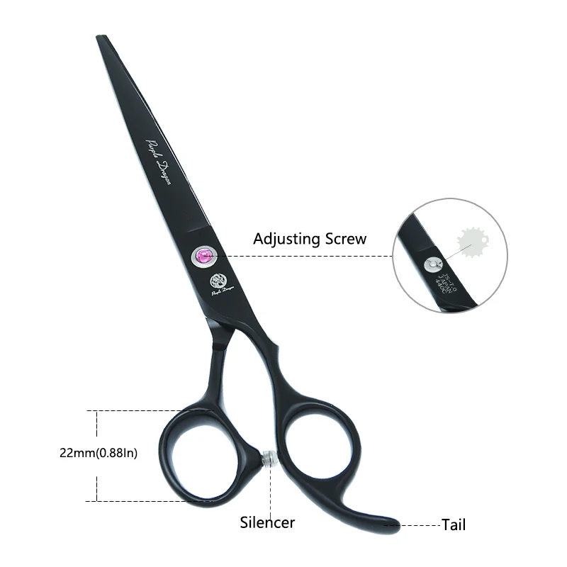 7 inch Purple Dragon Dog Grooming Scissors Kit Stainless Steel Comb Pet Curved Shears with Case Animal Hair Tool Supplies B0033B