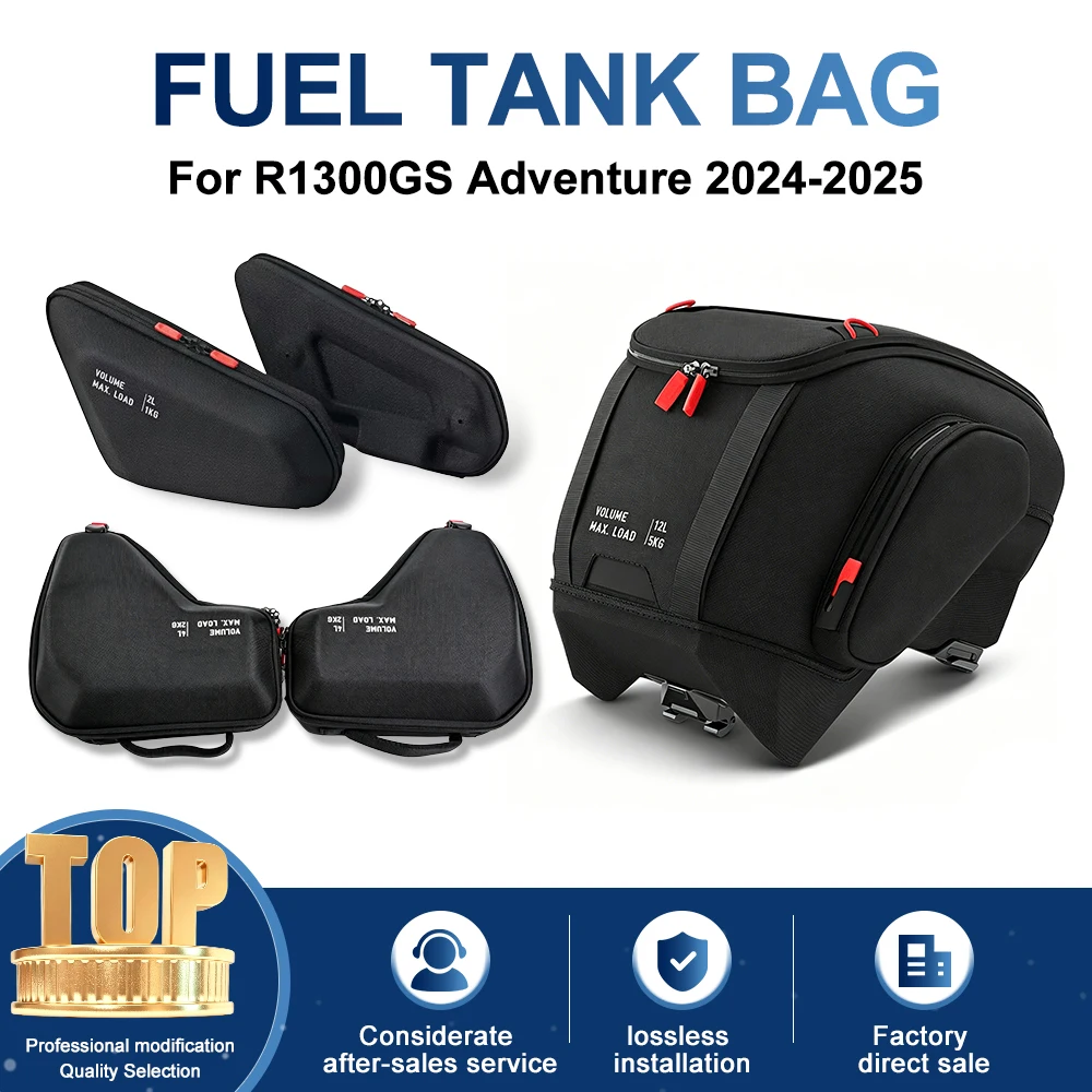 Waterproof Fuel Tank Bag/Backpack with Radiator Flap and Side Pocket for BMW R1300 GS Adventure 2024/2025 Motorcycles