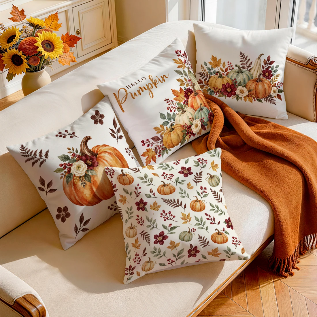 Harvest Maple Leaves Pillowcase Printed Polyester 40/45/50cm Throw Pillowcover Decorative Sofa Cushion Pillowslip Home Decor