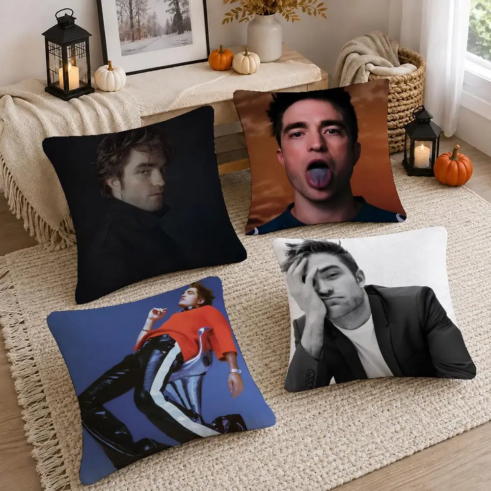 Hot Actor Robert Pattinson Cushion Cover Short Plush Pillow Cover, Washable Wrinkle-Resistant for Sofa Bedroom Decor Gift