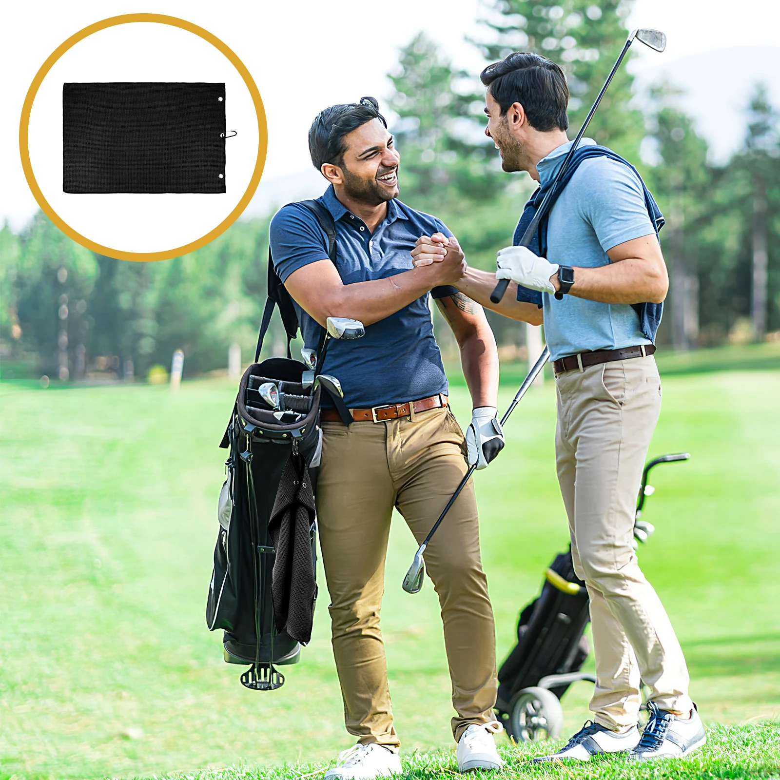 منشفة جولف من الألياف الدقيقة سريعة الجفاف لتنظيف قبضة كرة رأس النادي قابلة للتعليق مع خطاف للاستخدام الرياضي في الهواء الطلق من مادة البوليستر للجولف