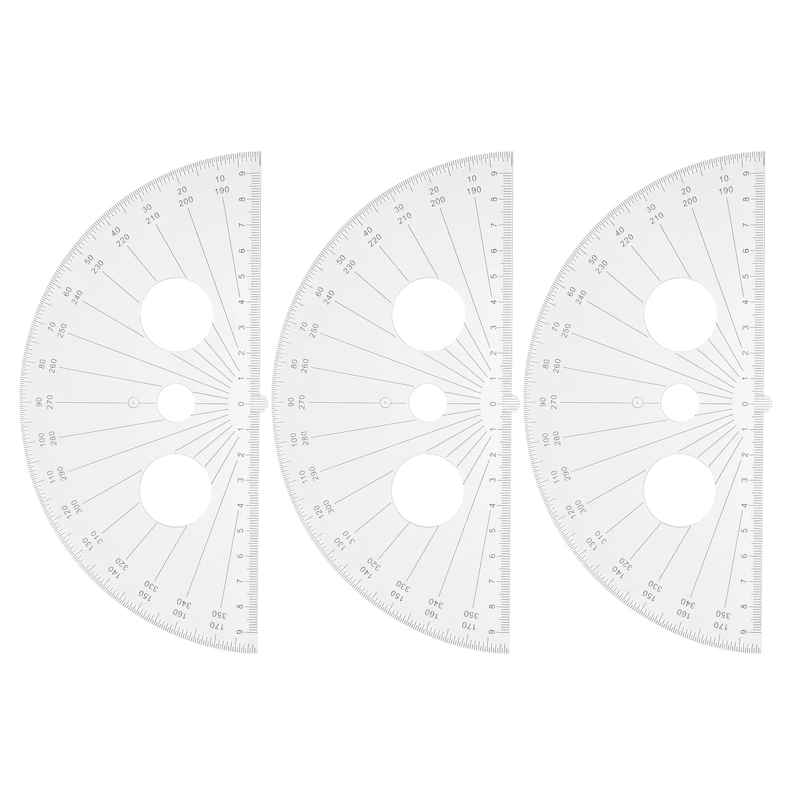 3 pezzi multifunzionali 180 °   Goniometro in plastica trasparente semicerchio strumento di misurazione geometrica per l'aula scolastica uso domestico versatile