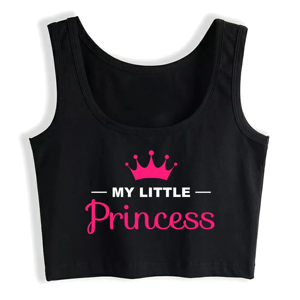 My Little Princess Design Sexy Slim Fit Crop Top Suger Baby Humor Playful Flirting Style Tank Top Girl's Cotton Sports Camisole