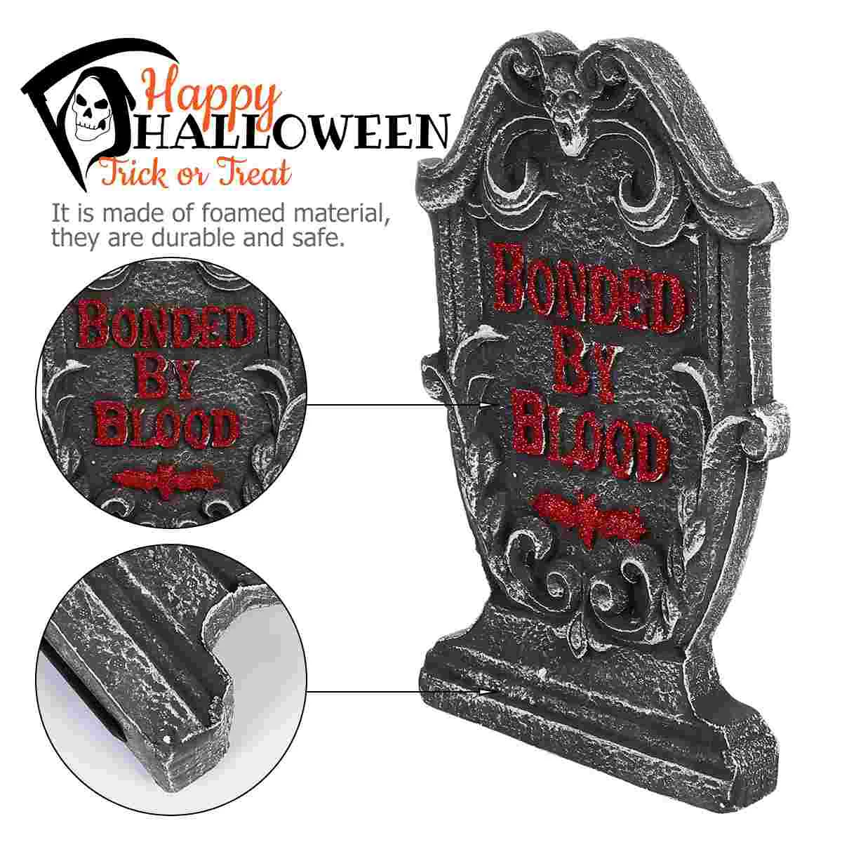 Halloween Tombstone Lightweight Prop Props Fake Unique Design Froth Foam Simulation Red Glitter Decoration