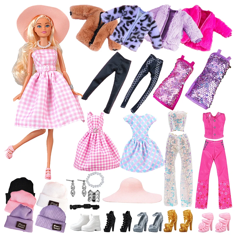 1 Set Fashion Clothes For Barbie Doll Clothes Coat Jacket Dress Shirt Sweater Skirt Daily Wear Mini Doll Accessories Girl`s Toy