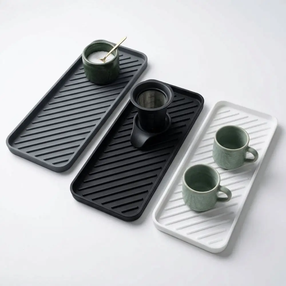 New Silicone Sink Protector Mat Striped Texture Countertop Organizer Draining Mat Non-Slip Storage Tray Bathroom Vanity