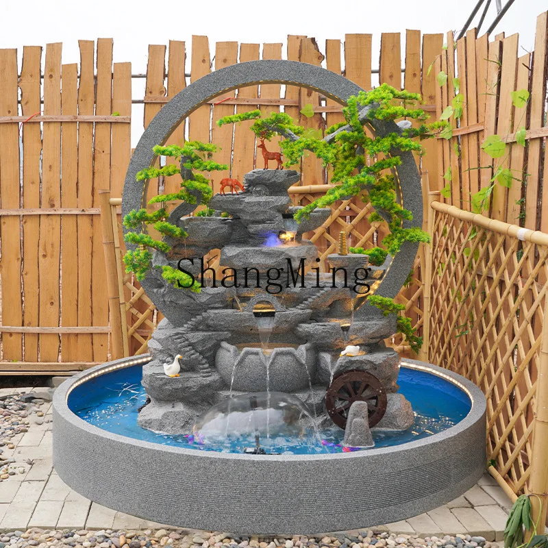 CL , waterfall, flowing water fountain, fish pond, large floor-to-ceiling water screen ornament
