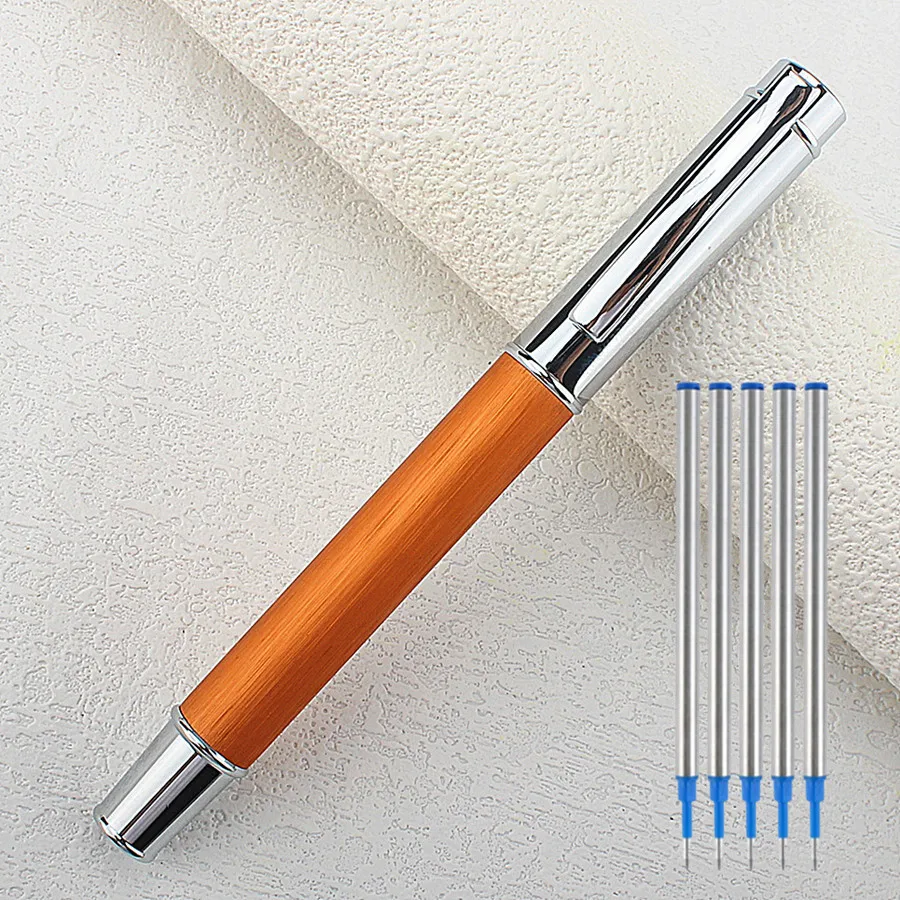 Luxury Metal Ballpoint Pen Imitation Wood Rollerball Pen Office School Supplies