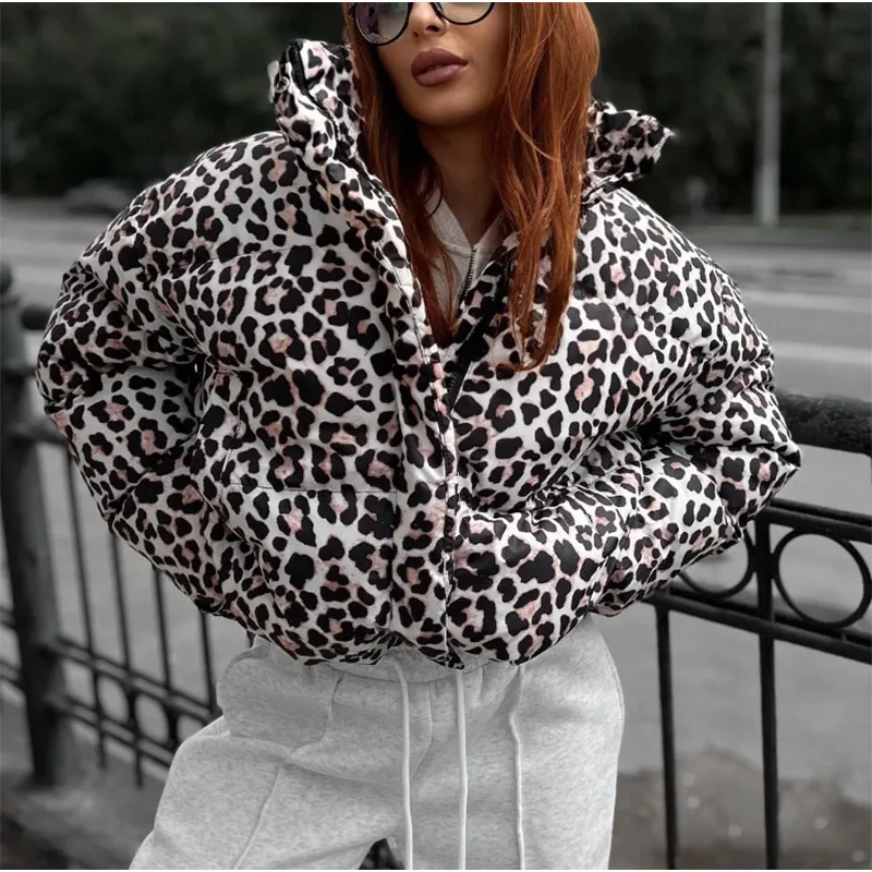 Traf Women 2024 New Winter Leopard Pattern Women's coats