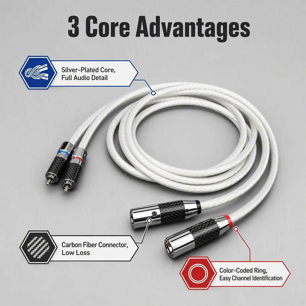Dutch Imported 5N OCC Fever Single Crystal Silver Double Lotus Plug RCA /XLR Signal Cable Audio Amplifier Connection Audio Cable
