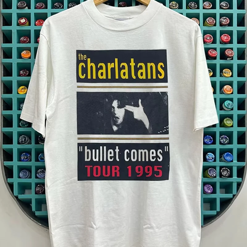 Футболки с короткими рукавами The Charlatans Alternative Rock Band 2025 года, мужские и женские футболки с круглым вырезом в стиле рэпкор, американские ретро
