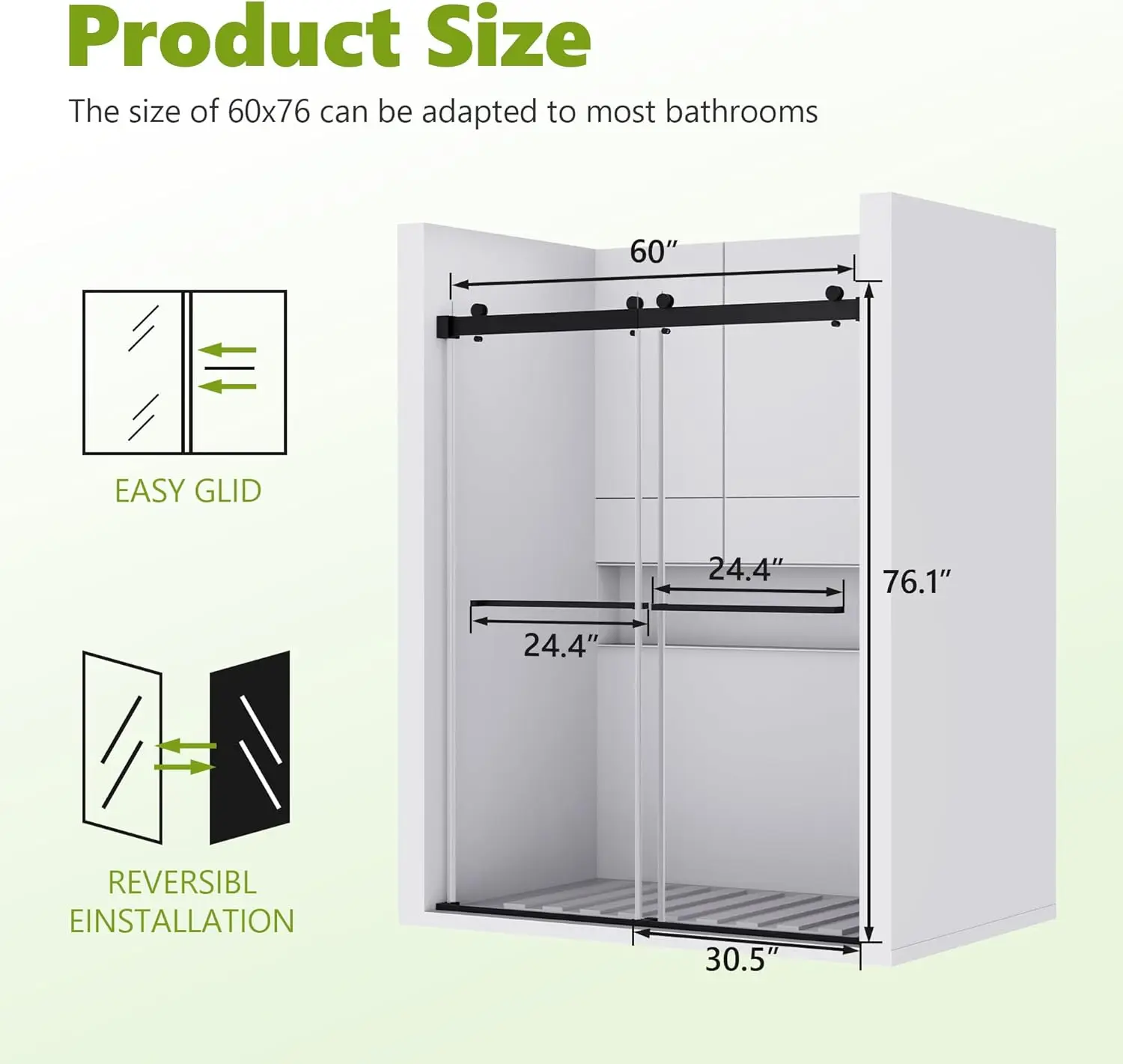 Double Sliding Shower Door 60