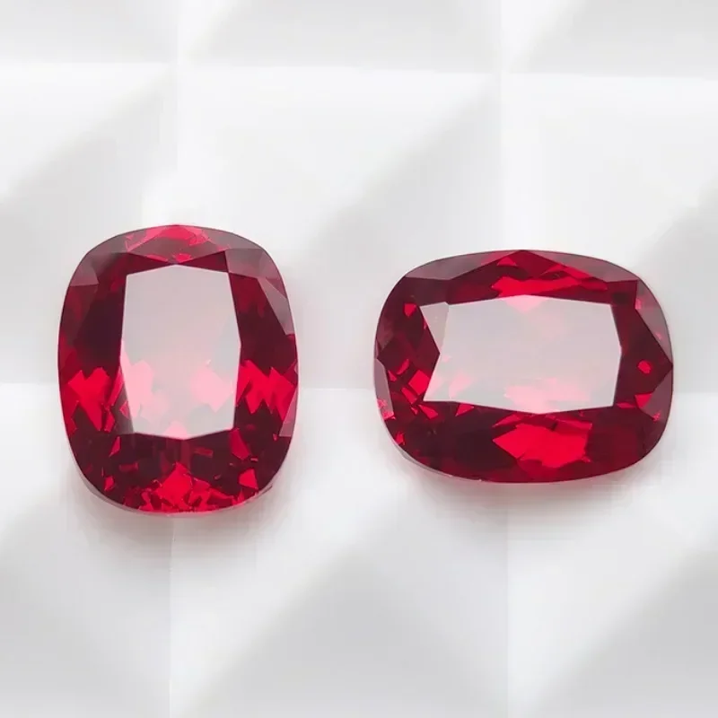 Lab Grown Ruby Pigeon Blood Red Rectangular Cushion Shape Charm Beads for Diy Jewelry Bracelet Making Selectable AGL Certificate