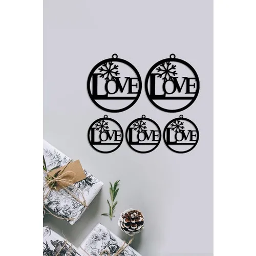 MIGNATIS-Aesthetic Kartaneli Love Yazısı Christmas Christmas Decorations Mdf Cut-Black