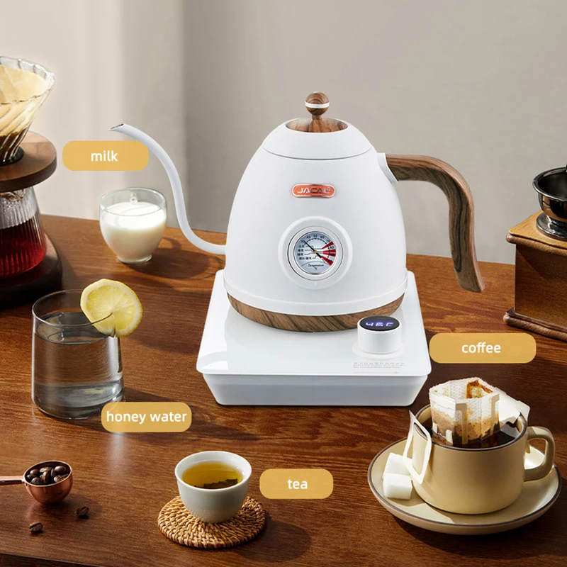 800ml ไฟฟ้ากาต้มน้ํา GOOSENECK กาแฟหม้ออุณหภูมิควบคุมกาต้มน้ํากาน้ําชาสแตนเลสพร้อมเครื่องวัดอุณหภูมิ 220V