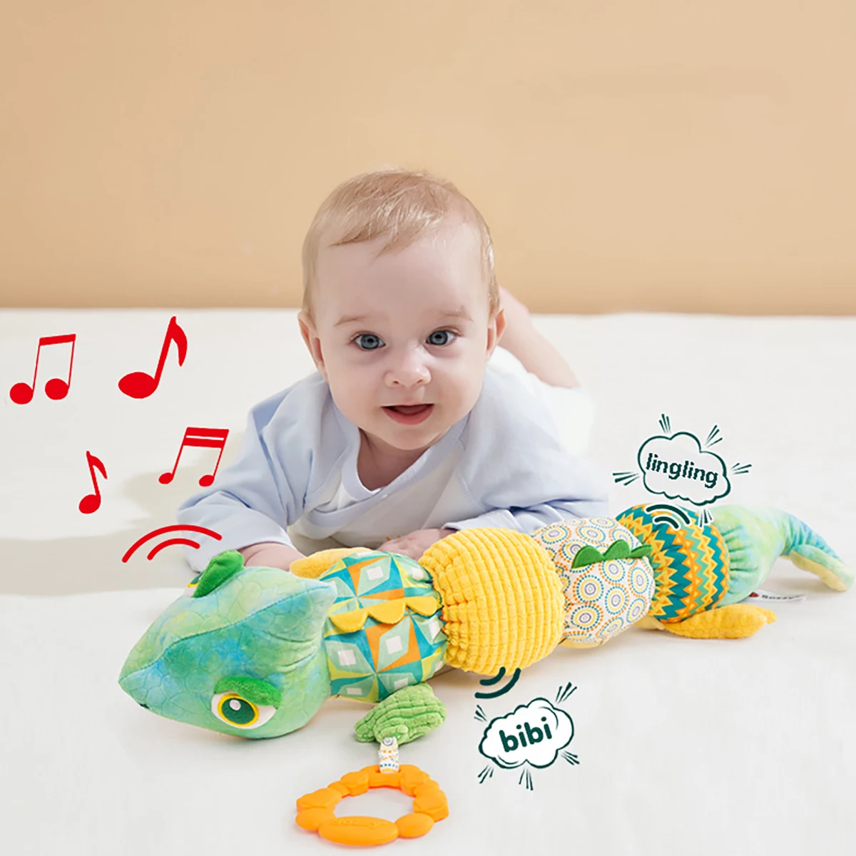 Calmante pelúcia Caterpillar boneca para recém-nascido, brinquedo calmante, música, papel sonoro, altura Régua, brinquedo calmante, presente