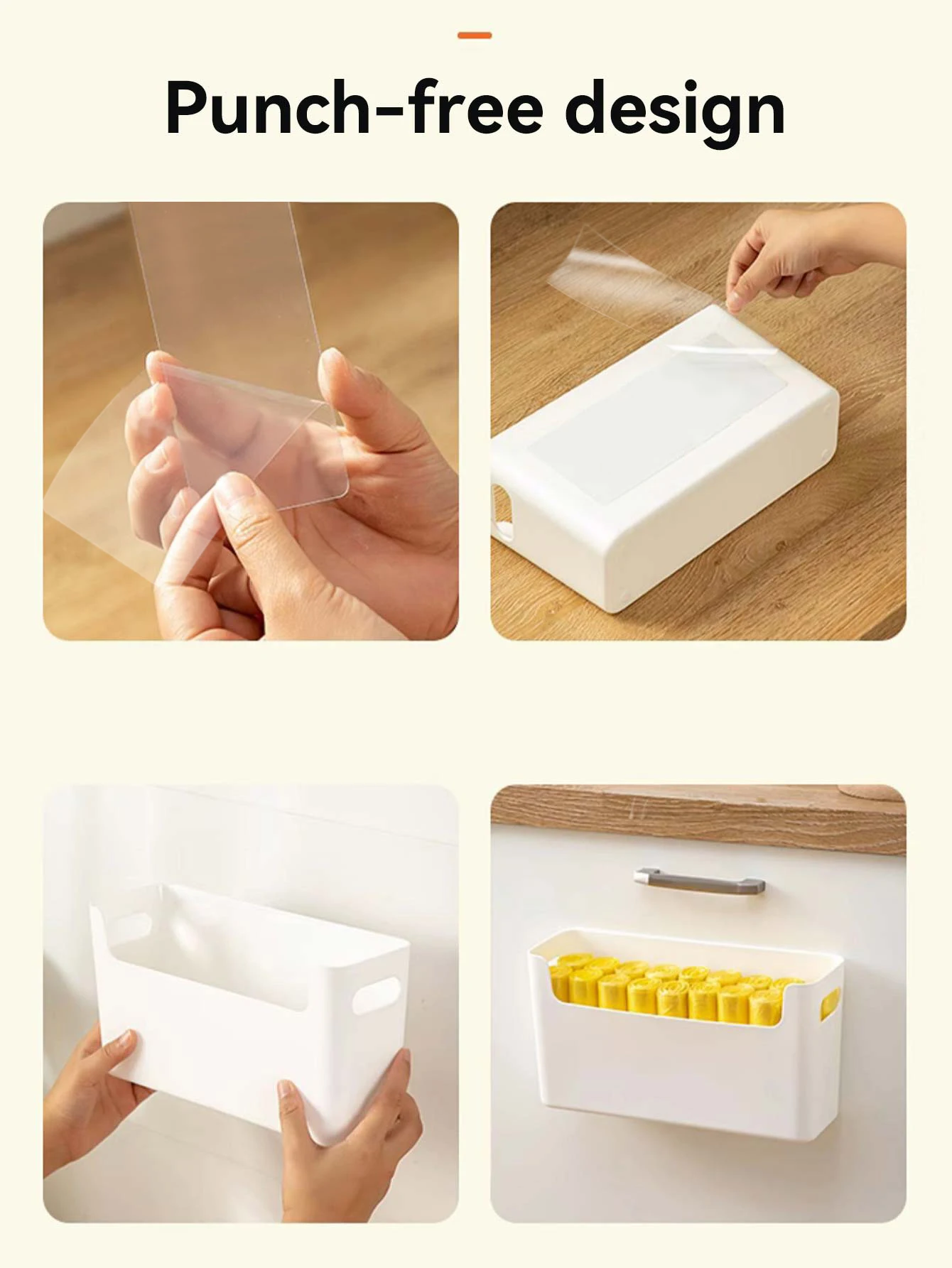 Punch Free Cabinet Door Organizer Plastic Wall-mounted Storage Box Sponge Holder Kitchen Storage Organization For Cling Film view 6
