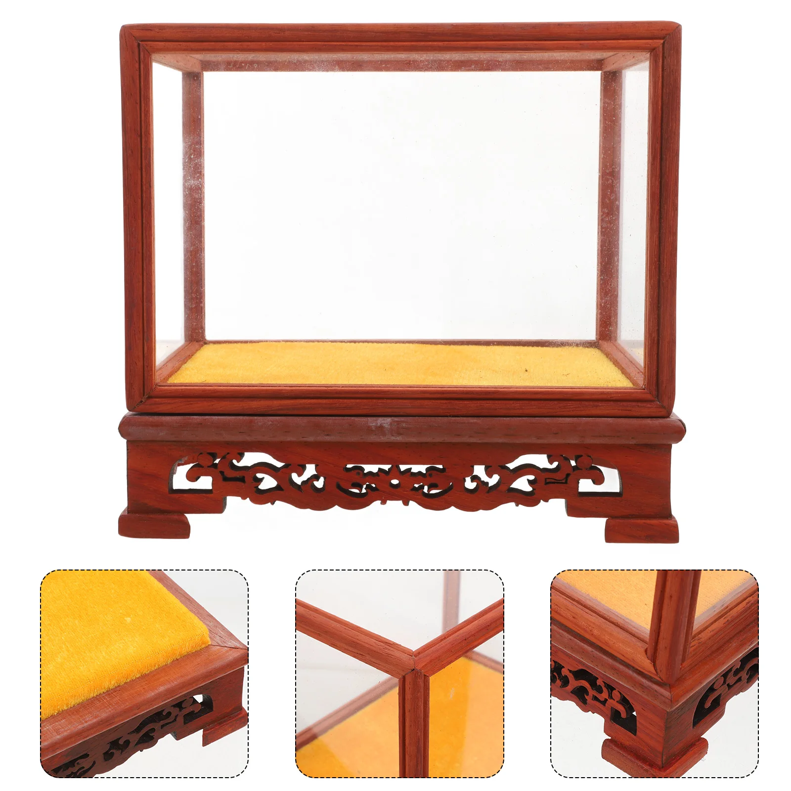 

Wooden Glass Display Case For Buddha Figurines Clear Transparent Craft Stand With Lid Multi-Functional Collectibles Box For Home